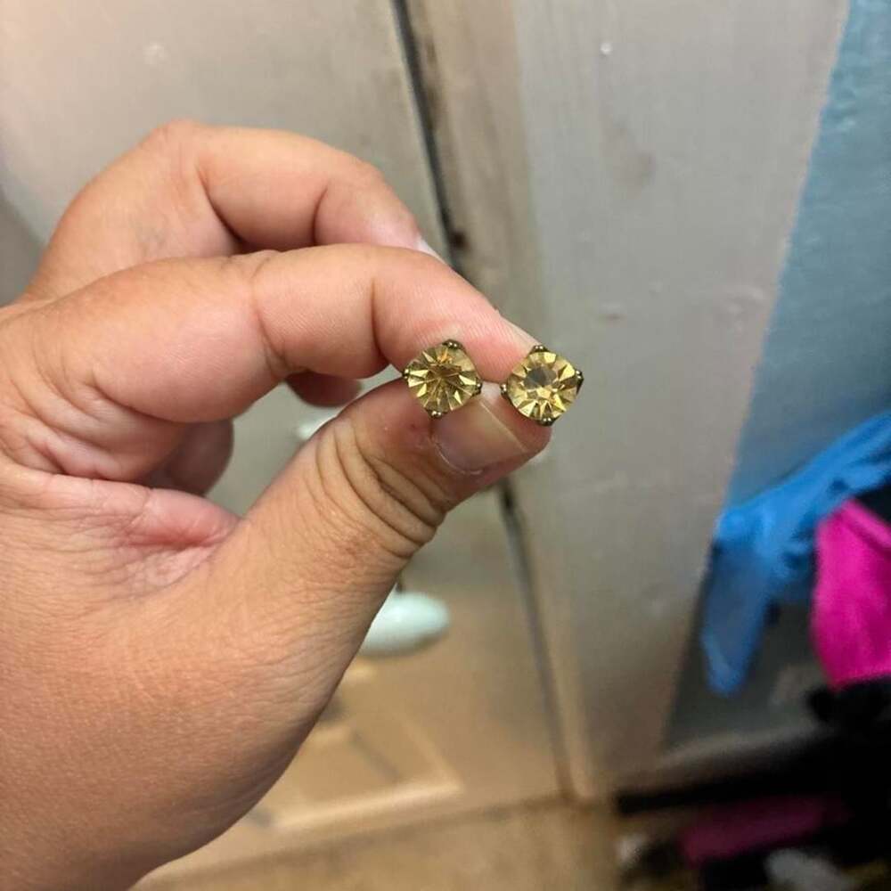 Unbranded Yellow Gold Stud Earrings with Faceted Stones
